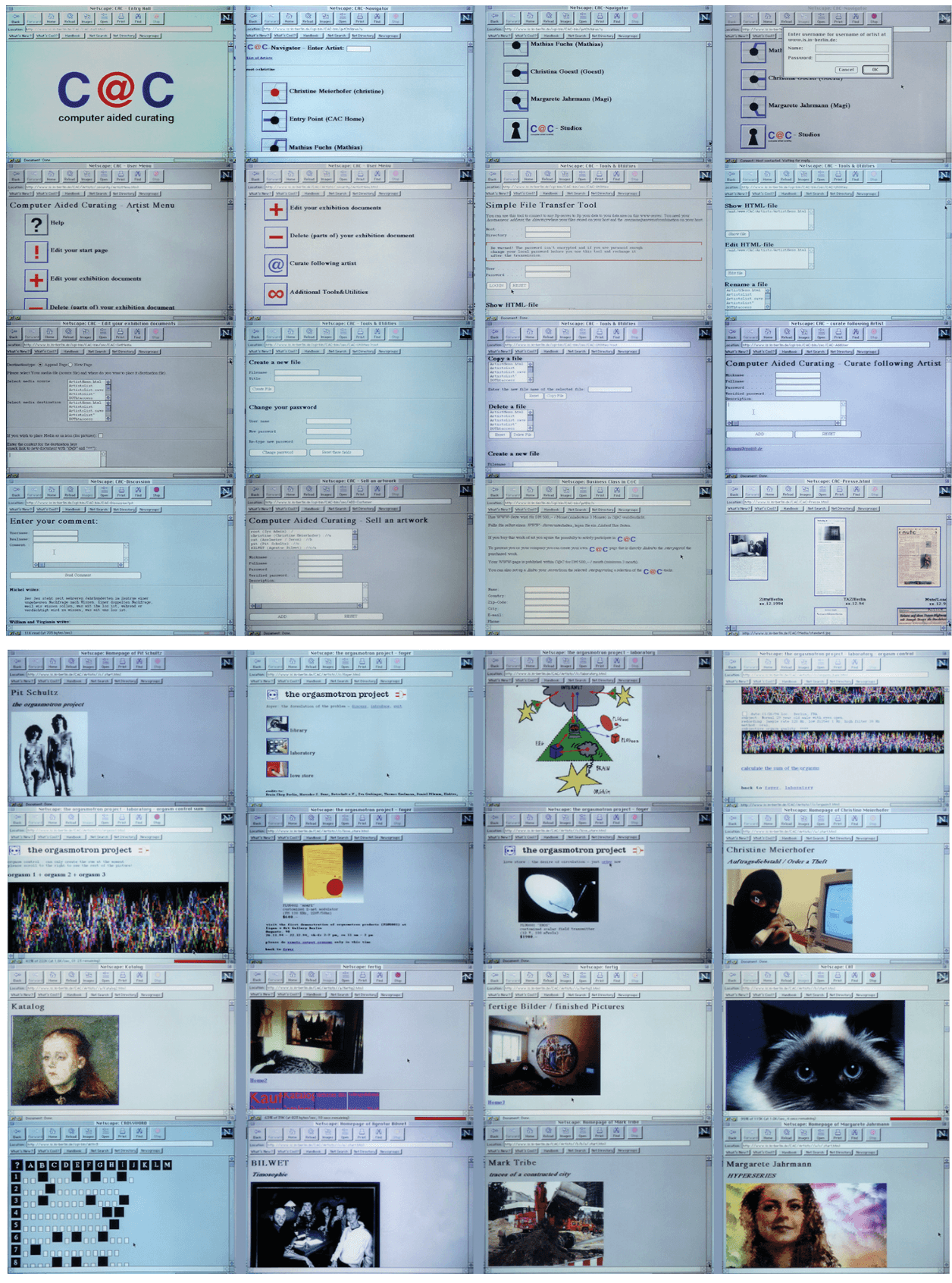 C@C – Computer Aided Curating, 1993 - 95 ScreensKW Institute for Contemporary Art, Berlin (from Eva Grubinger's website)